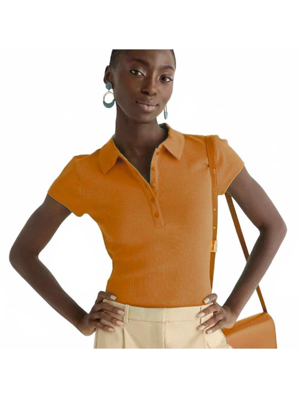 J.Crew Vintage Rib Polo Shirt Capsule Burnt Caramel Women's Size 2X